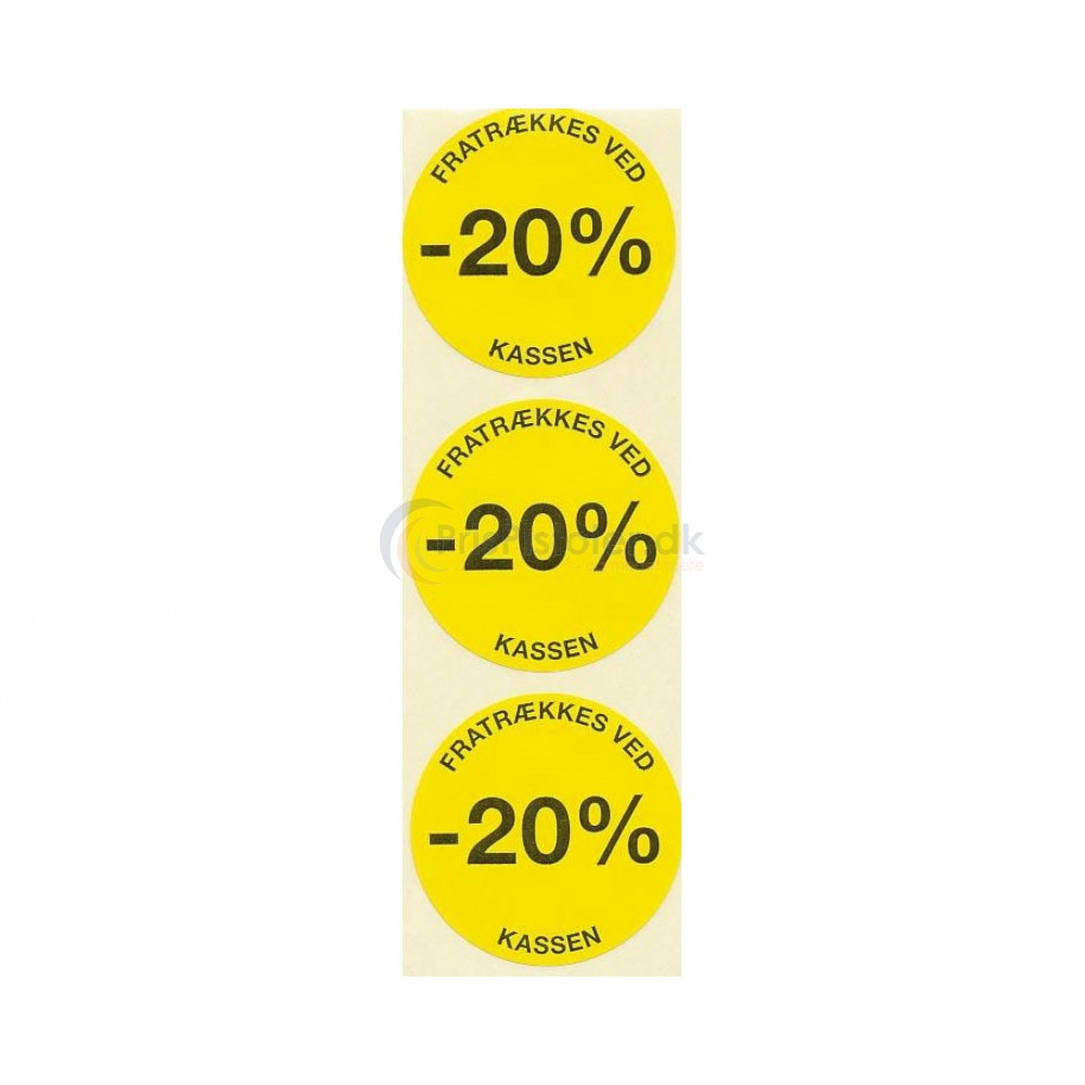 20 % rabat etiketter - 1 rulle