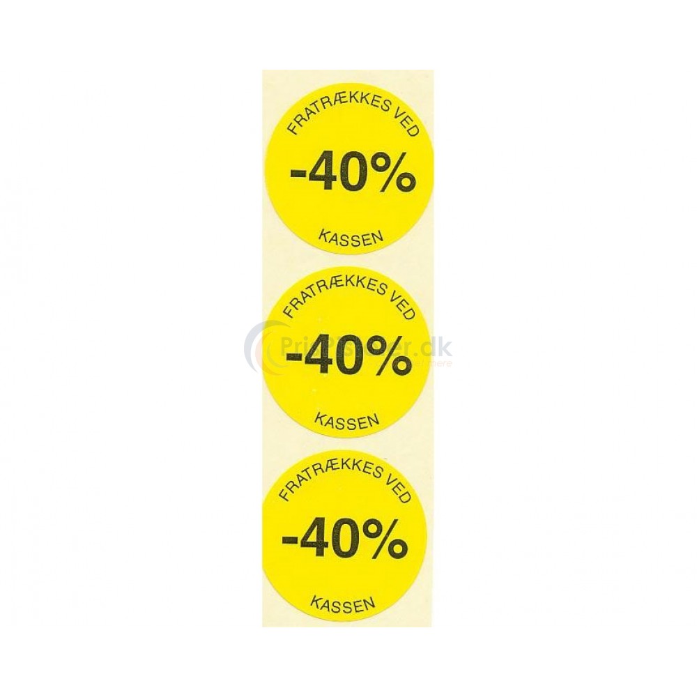 40 % rabat etiketter - 1 rulle