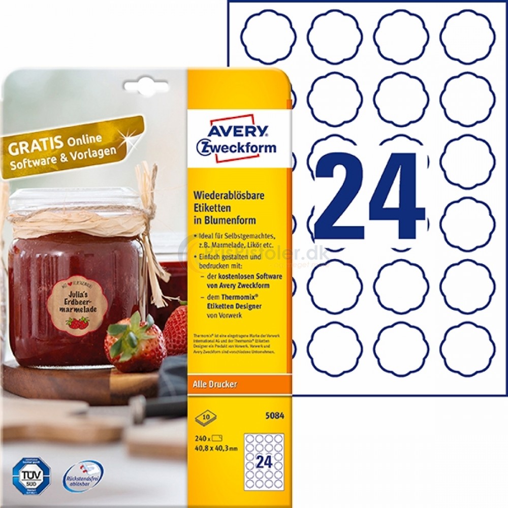 Aftagelige blomsterformede produktetiketter A4-ark