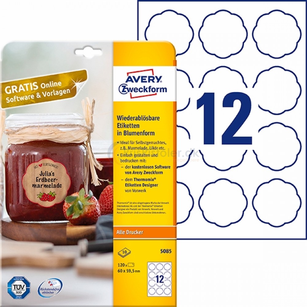 Aftagelige blomsterformede produktetiketter A4-ark