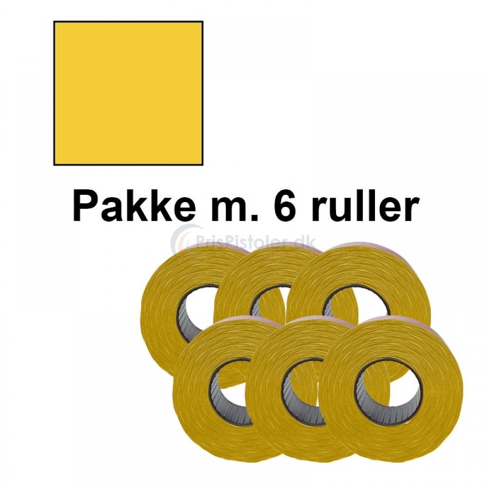 Prismærke 29x28mm perm. gul - Pakke m. 6 ruller