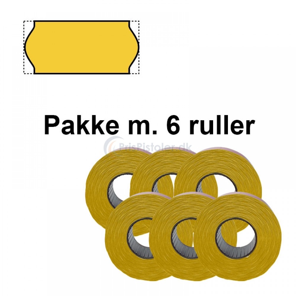 Frost Prismærker 26x12mm Gul - Pakke m. 6 ruller