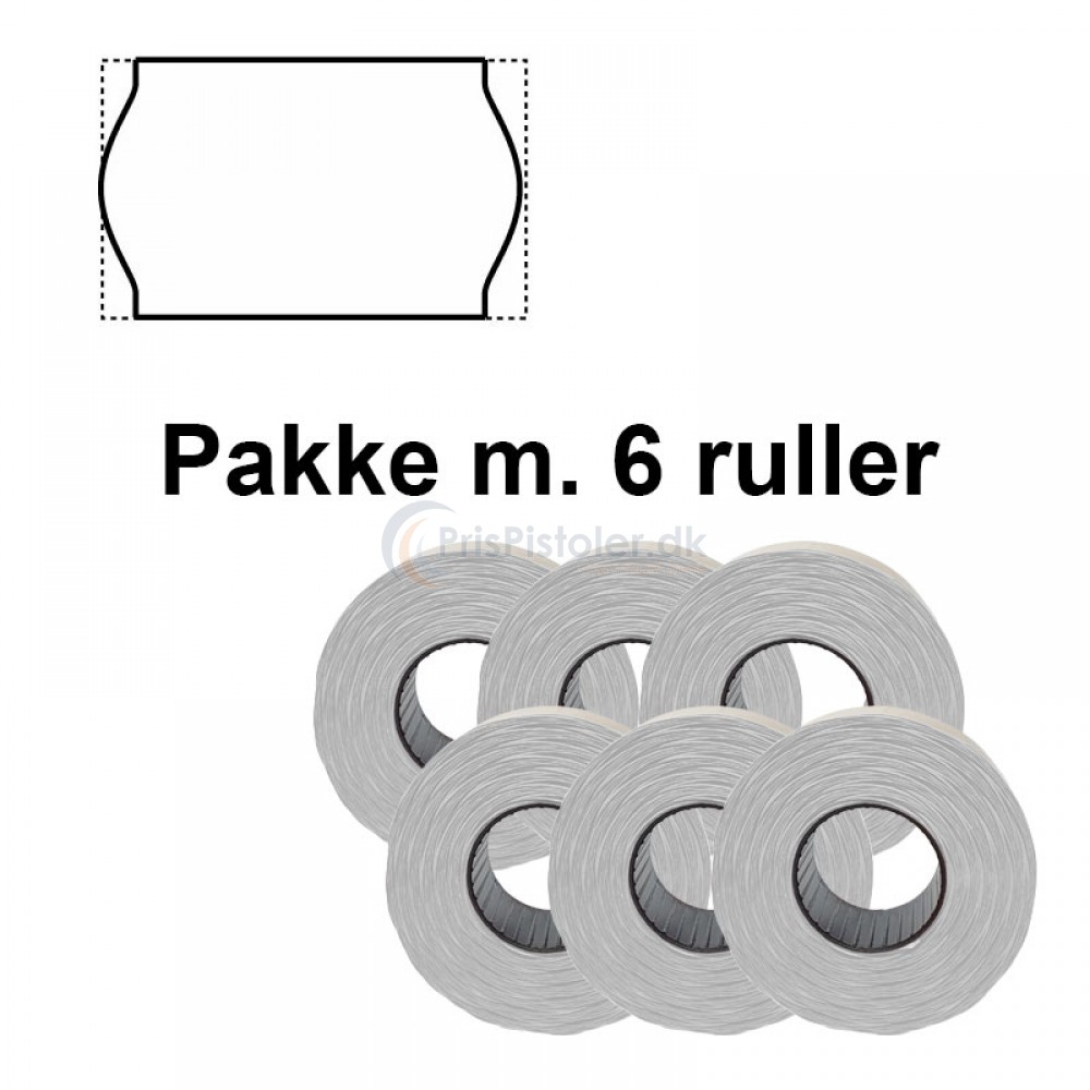 Universale Prismærker 22x12mm perm hvid - Pakke m. 6 ruller