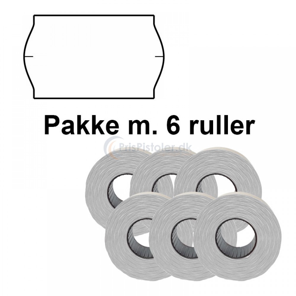 Meto Prismærker 32x19mm perm. hvid - Pakke m. 6 ruller
