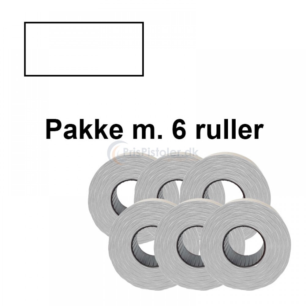 Prismærker 21,6x12mm aftag. hvid - Pakke m. 6 ruller