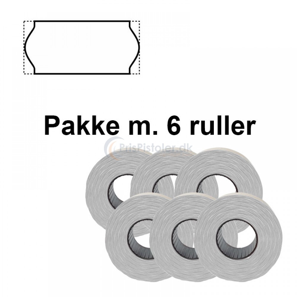 Prismærker 26x12mm Vandopløselige - Pakke m. 6 ruller