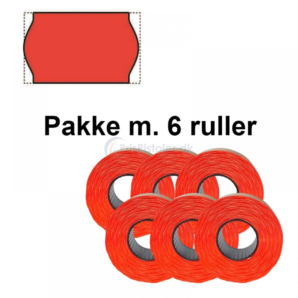 Universal Prismærker 26x16mm aftag. fluor rød - Pakke m. 6 ruller