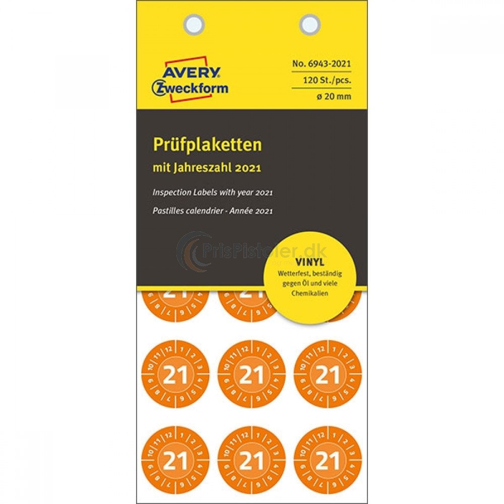 Inspektionsetiket 2021, Vinyl 6943-2021