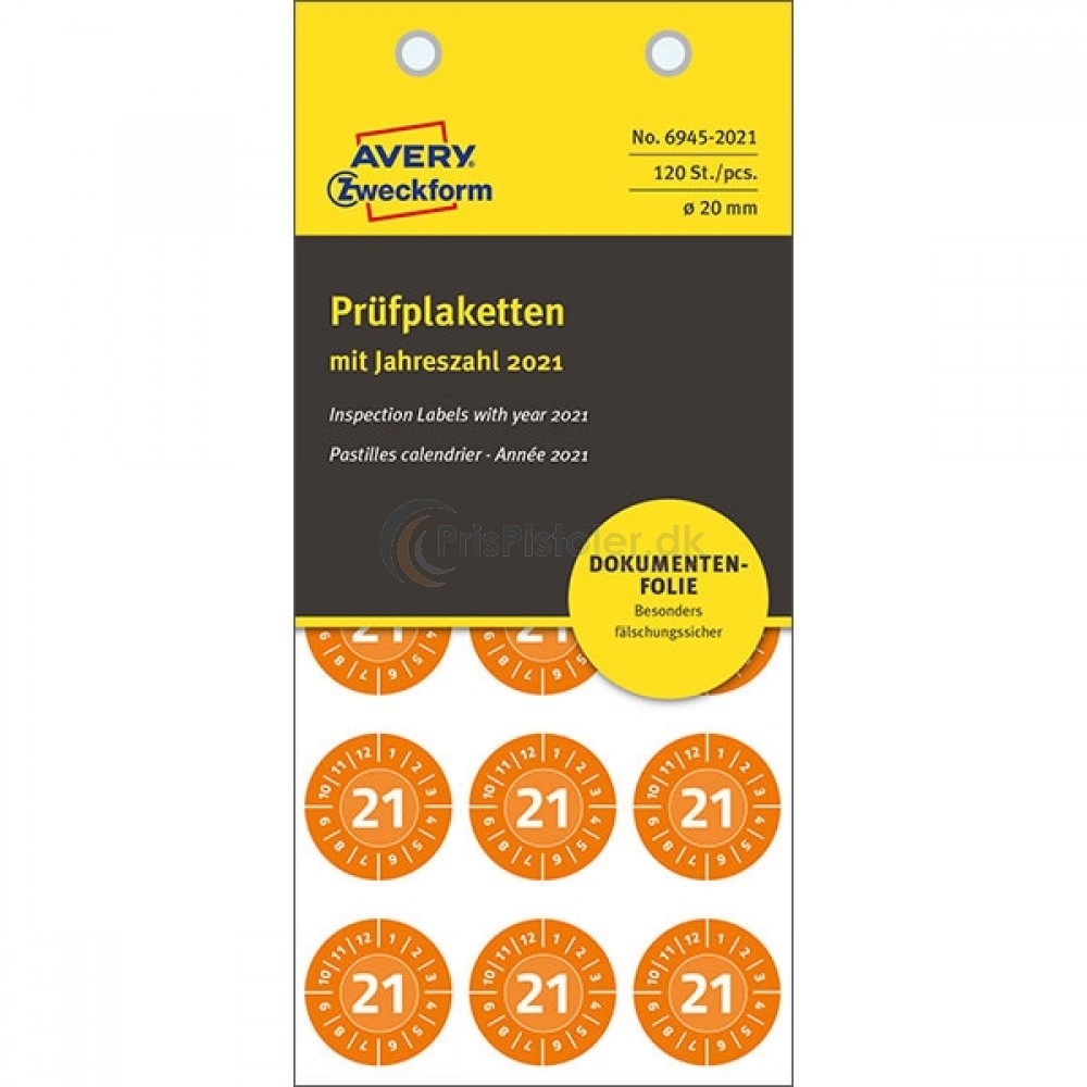 Inspektionsetiket 2021, NoPeel 6945-2021