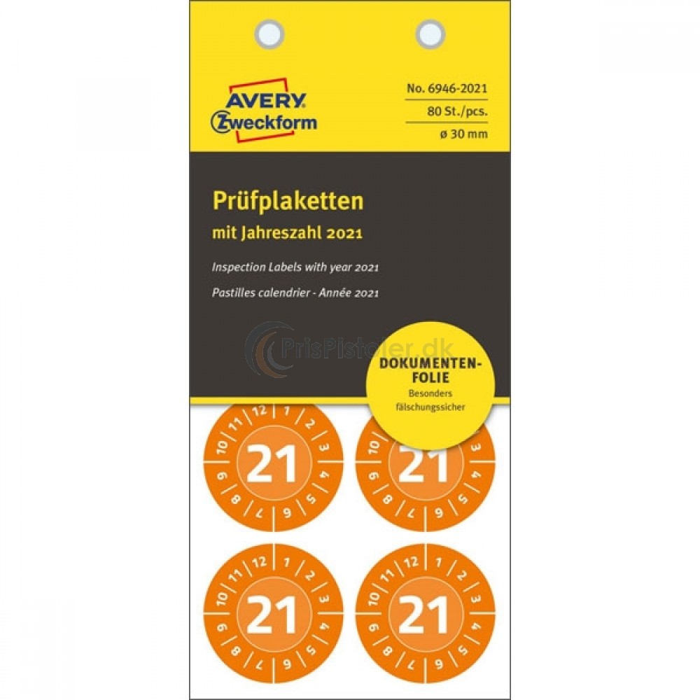 Inspektionsetiket 2021, NoPeel 6946-2021