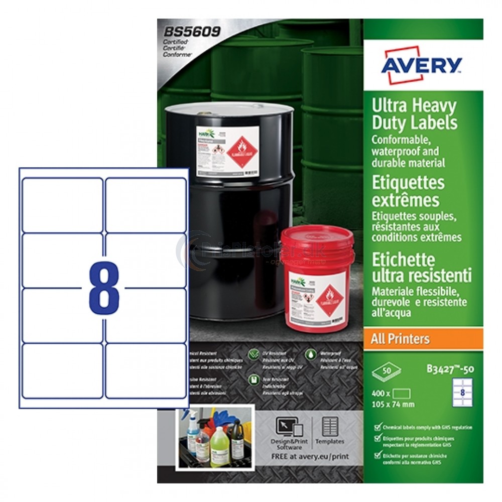 Ekstra resistente etiketter A4-ark B3427-50