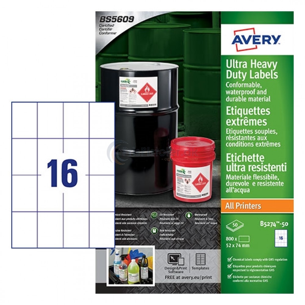 Ekstra resistente etiketter A4-ark B5274-50