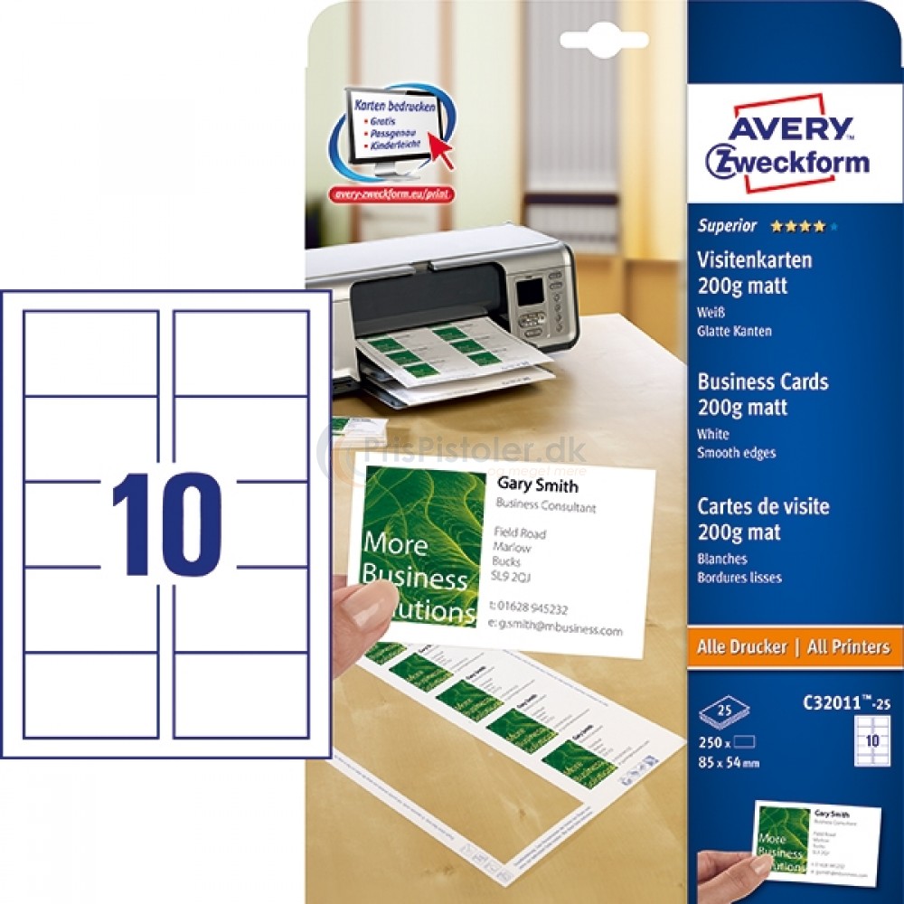 Visitkort Superior mat, Quick&Clean? A4-ark C32011-25