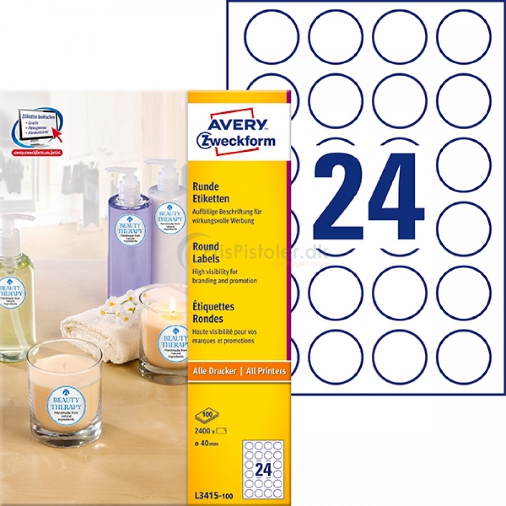 Runde produkt etiketter A4-ark L3415-100