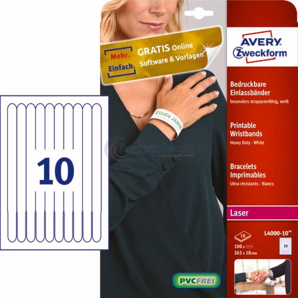 Printbare armbånd A4-ark L4000-10