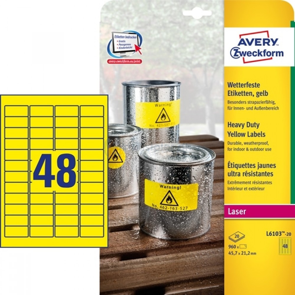Vejrbestandige etiketter A4-ark L6103-20