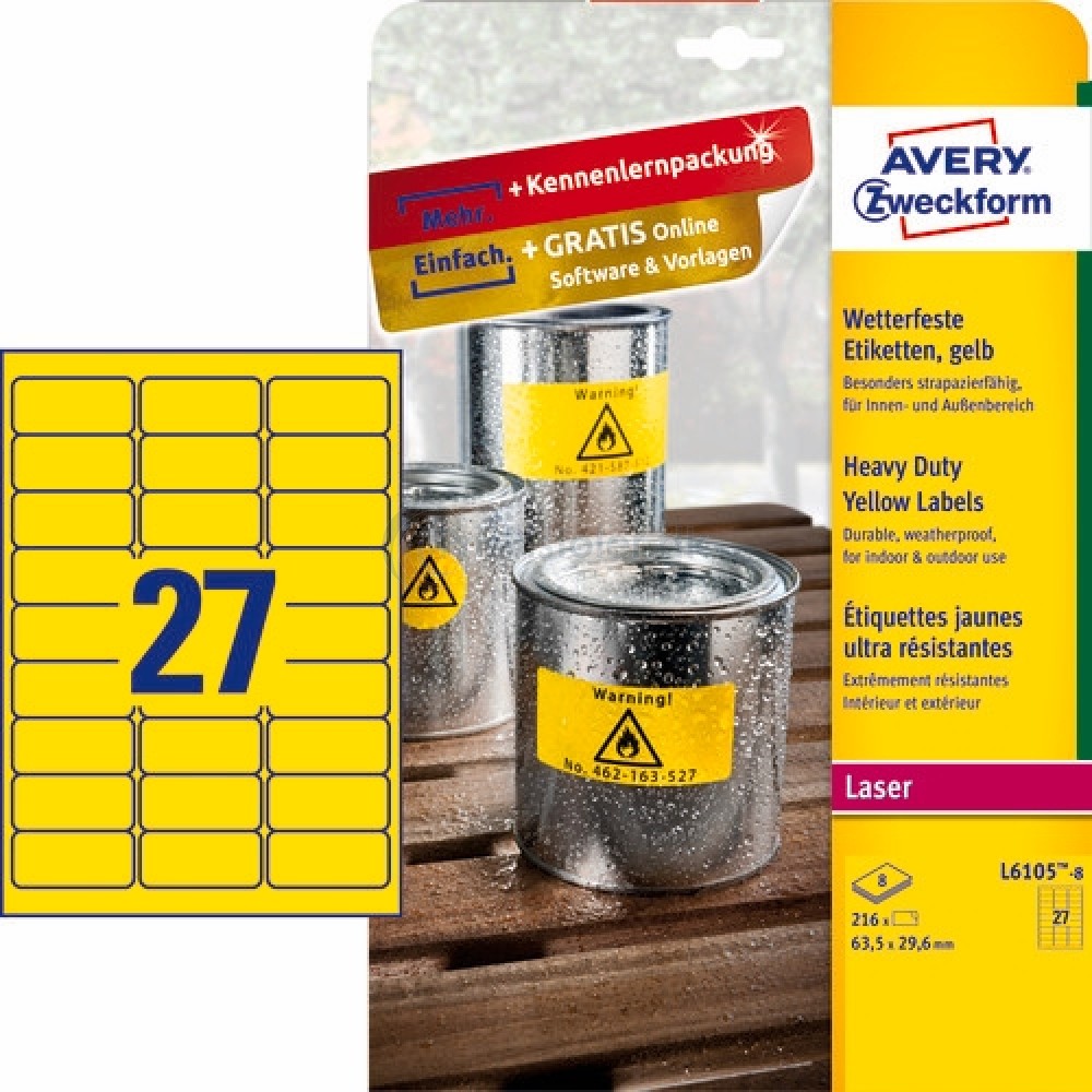Vejrbestandige etiketter A4-ark L6105-8
