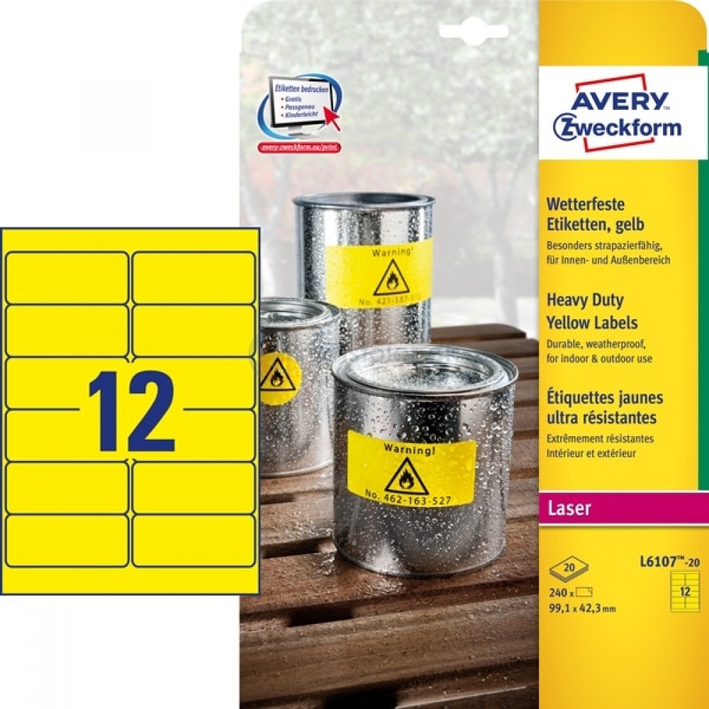 Vejrbestandige etiketter A4-ark L6107-20