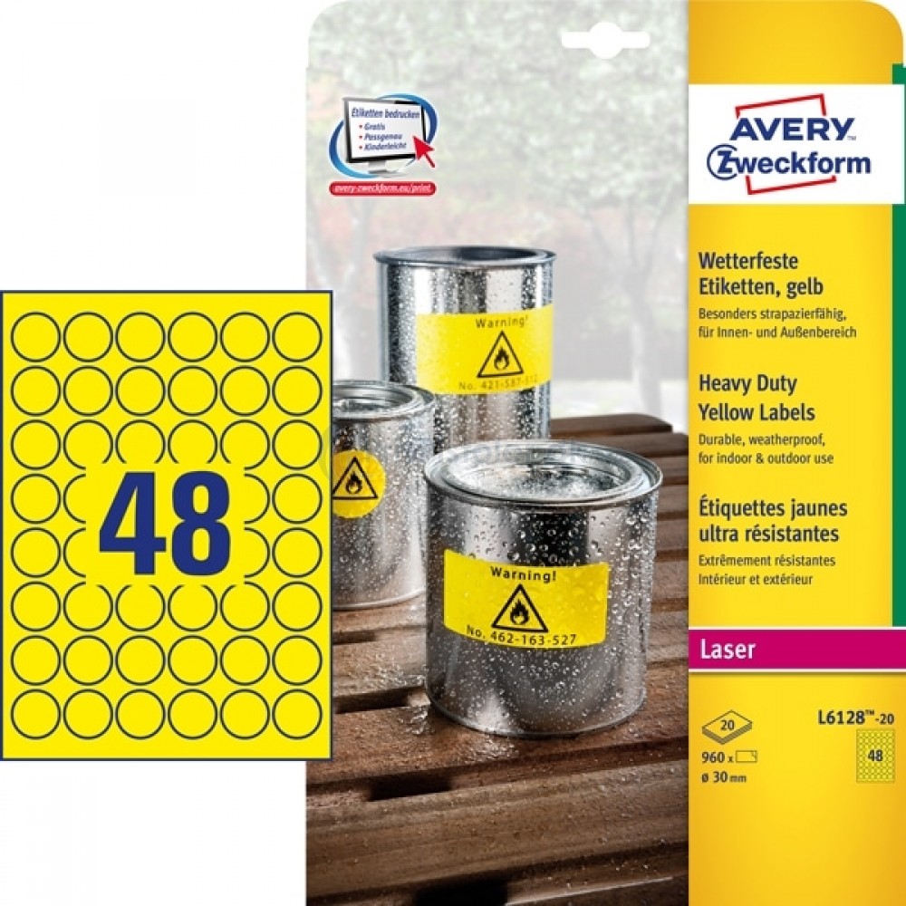 Vejrbestandige etiketter A4-ark L6128-20
