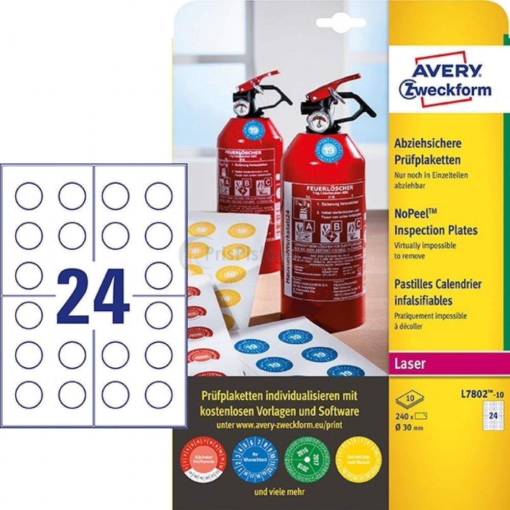 Inspektionsetiketter, NoPeel A4-ark