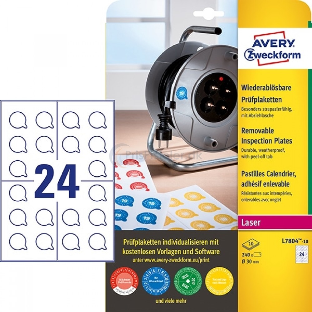Inspektionsetiketter, aftagelige A4-ark