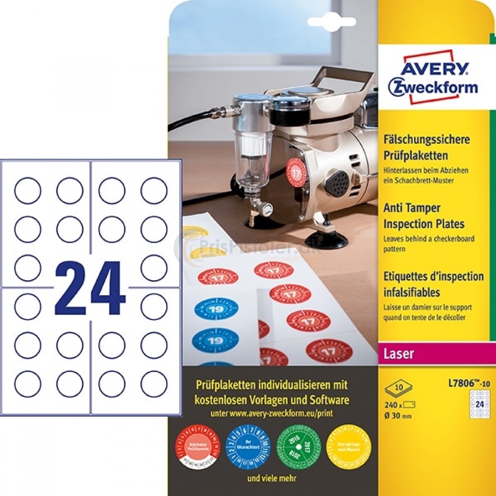 Inspektionsetiketter, Anti-tamper A4-ark L7806-10