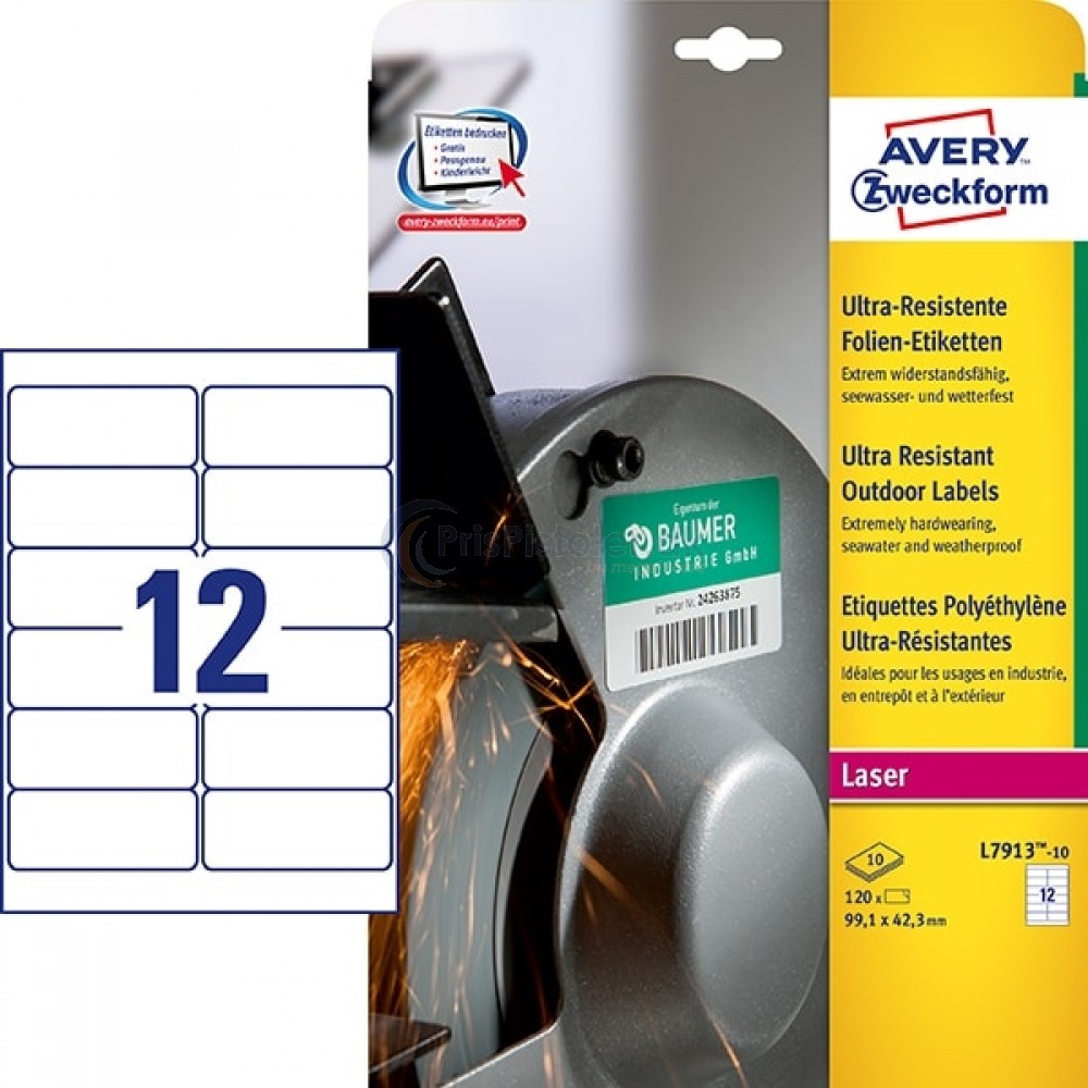 Ekstra resistente etiketter A4-ark L7913-10