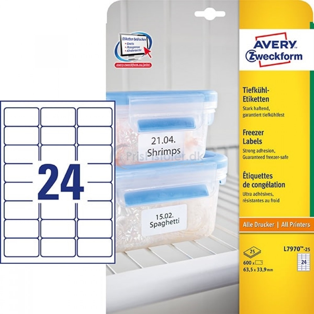 Dybfrostetiketter A4-ark L7970-25