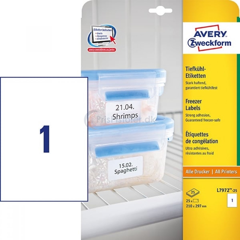Dybfrostetiketter A4-ark L7972-25