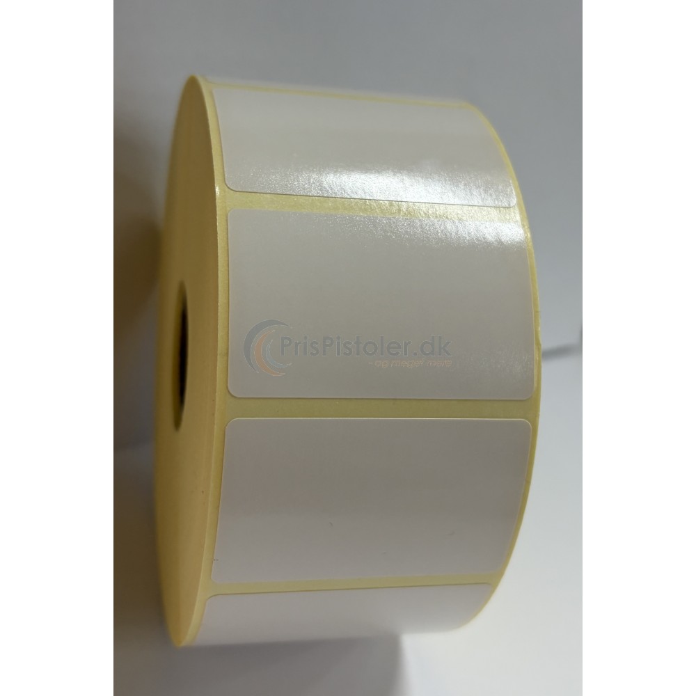 Hvid Blank Thermoetiket 50x30 mm - perm. klæber - pakke med 4 rl.