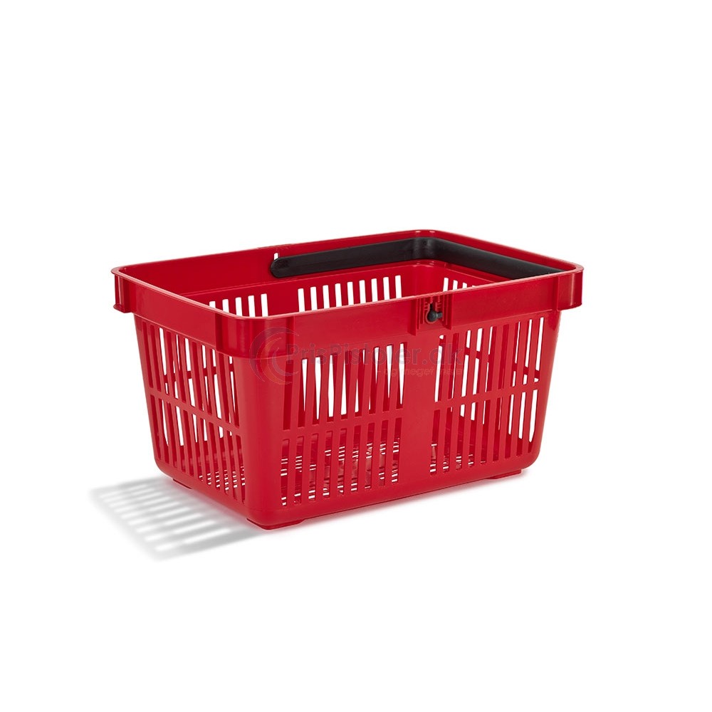 Indkøbskurv, én hank, 28 L, rød, 22 stk.