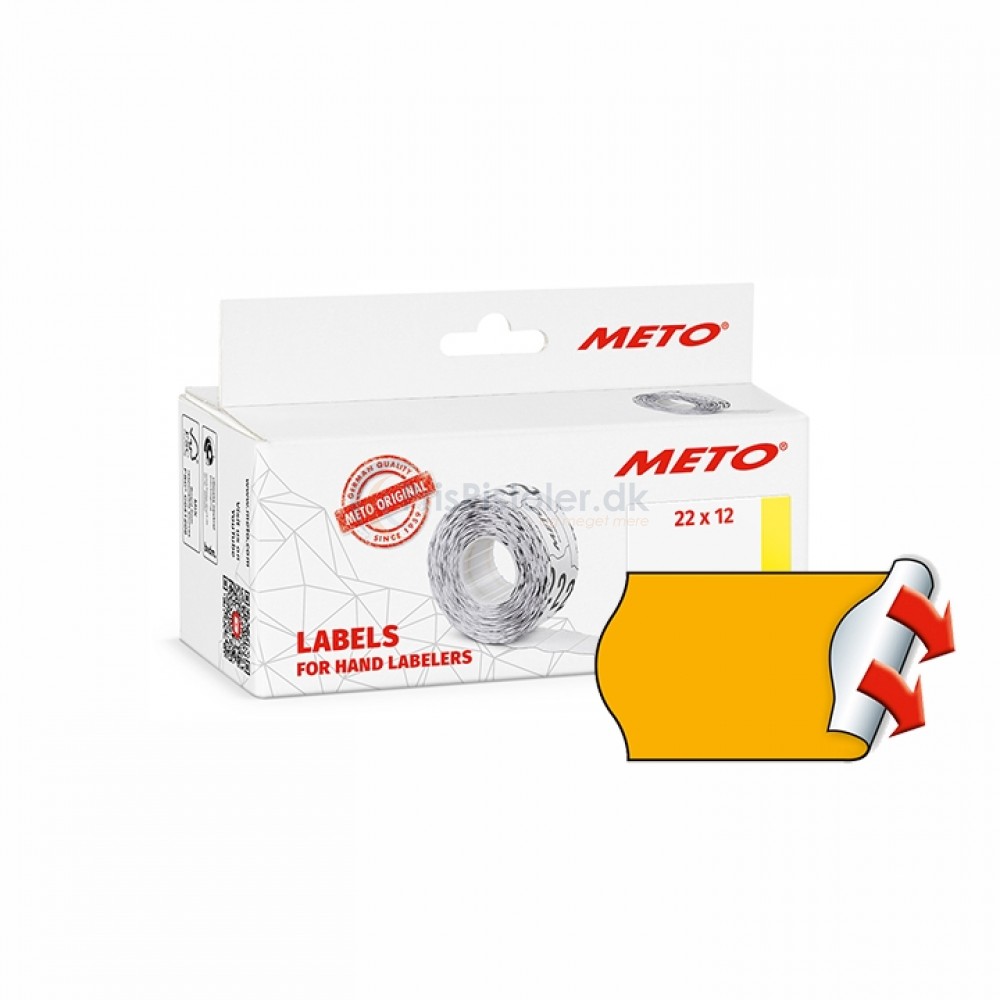 Meto Prismærker 22x12mm perm fluor orange - Pakke m. 6 ruller
