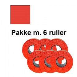 Prismærker PB2 18x16mm perm. fluor rød - Pakke m. 6 ruller