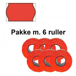 Universal Prismærker 26x16mm aftag. fluor rød - Pakke m. 6 ruller