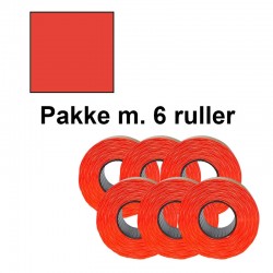 Prismærke 29x28mm perm. fluor rød - Pakke m. 6 ruller