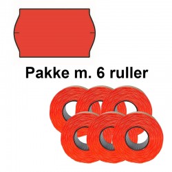 Universal Prismærker 32x19mm perm. fluor rød - Pakke m. 6 ruller