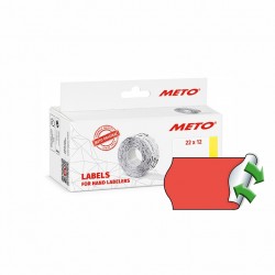 Meto Prismærker 22x12mm aftag. fluor røde - Pakke m. 6 ruller
